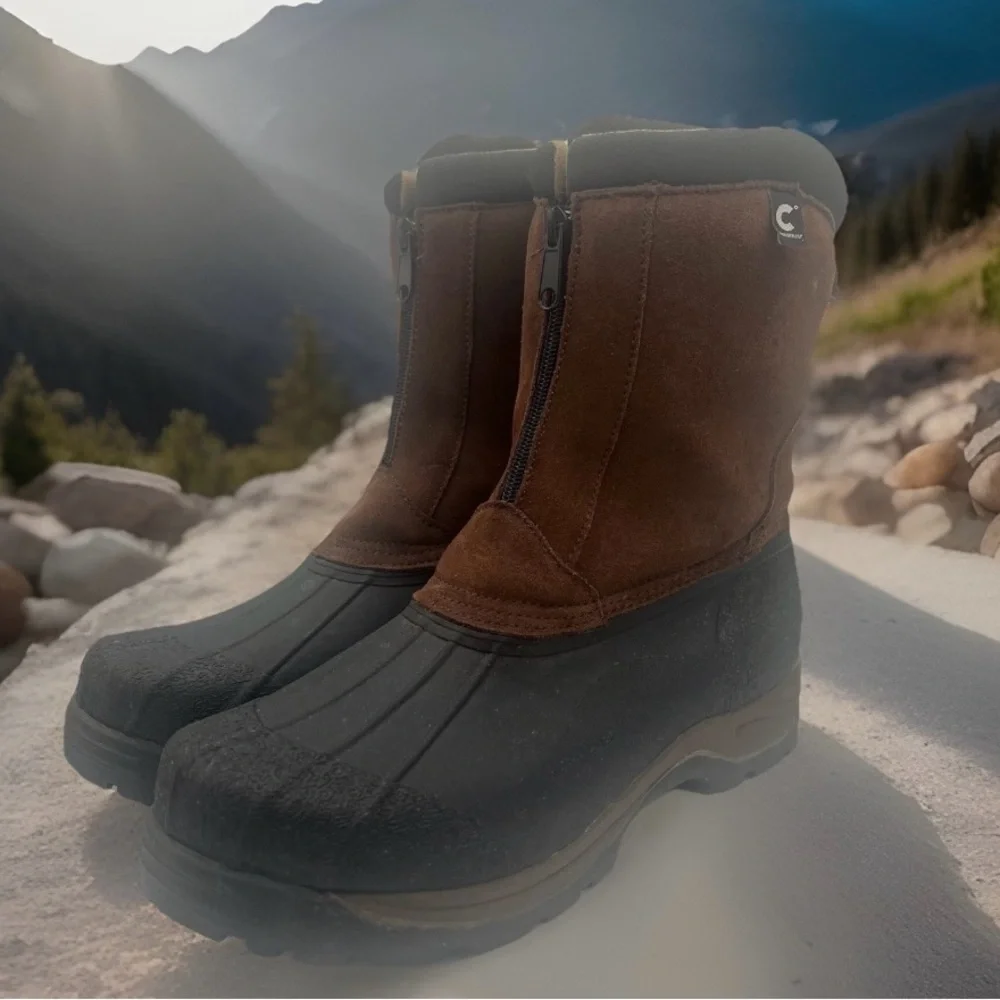 Comfortemp Men's Mid Calf Leather and Rubber Winter Duck Boots Size 13 Brown